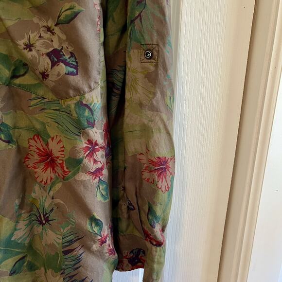 Sanctuary FloralFlage Boyfriend Tencel Blouse/ Green Floral Top - Picture 9 of 11